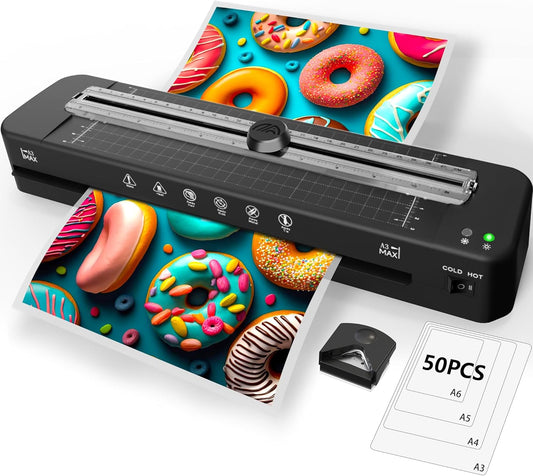 Raycial 13 Inch Laminator Machine - A3 Hot and Cold Laminating Machine

Raycial Laminator Machine Set with 50 Laminating Sheets, Paper Cutter and Corner Rounder

Raycial 11x17 A3 Laminator Machine for Classroom and Home Office Use

Raycial Laminator ABS Jam Release Button for Easy Paper Jam Removal

Raycial Laminator Built-In Paper Cutter for A3 A4 A5 A6 Pouches

Raycial Corner Rounder Tool for Smooth Rounded Laminated Edges

Raycial Thermal Laminating Sheets 50-Pack in A3 A4 A5 A6 Sizes

Raycial Laminator 